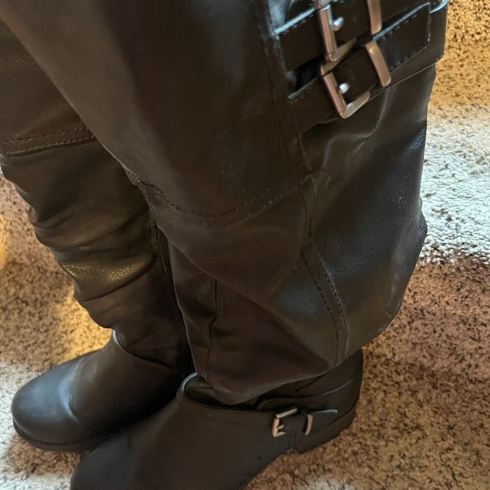Black slouch knee high boots - Size 8